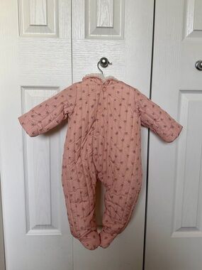 Zara Light Pink Quilted Floral Footed One-Piece